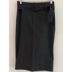 Zara Pinstripe Pencil Skirt with Side Zip & Belt (Large)